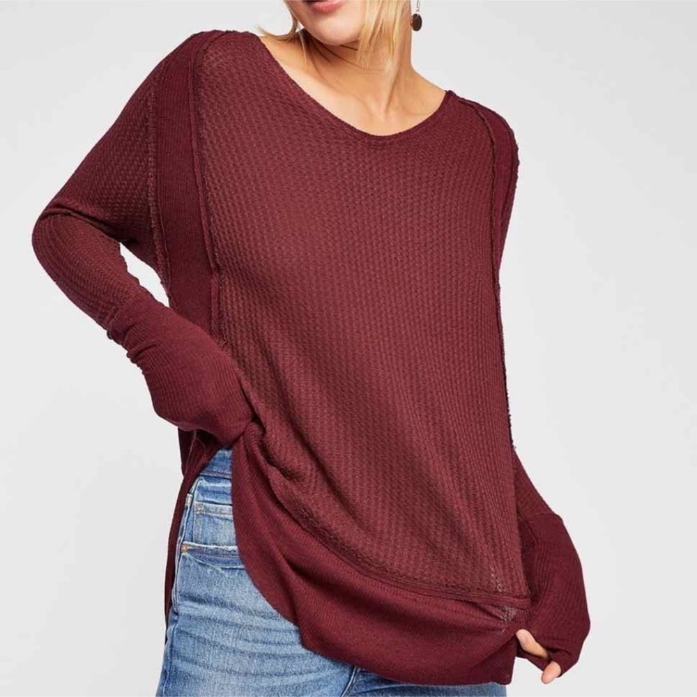 Free People Catalina Thermal Plumbery‎ Heather Top Size Small Women